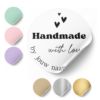 Stickers Rond met jouw naam 50mm " Handmade with love hartjes "